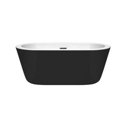 Wyndham Collection Mermaid 60 Inch Freestanding Bathtub in Black with White Interior with Matte Black Drain and Overflow Trim - Luxe Bathroom Vanities