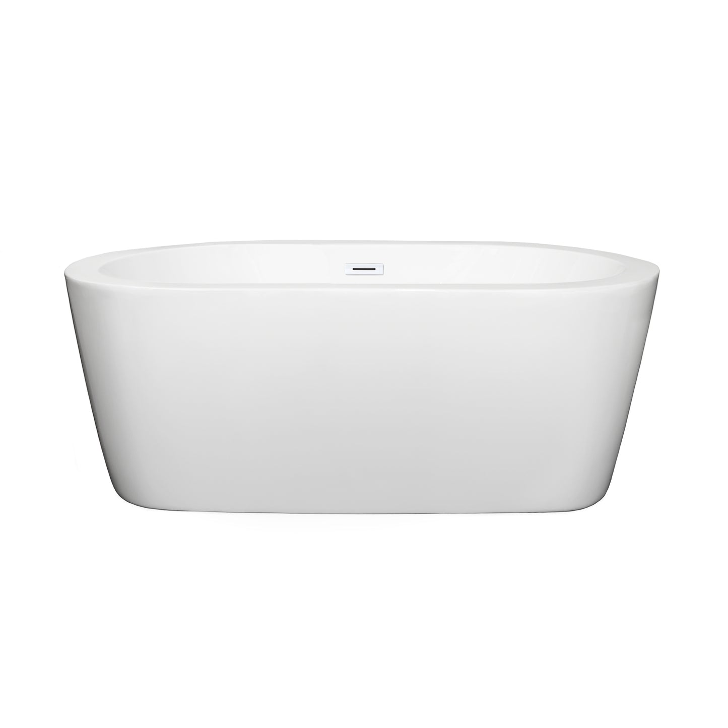 Wyndham Collection Mermaid Freestanding Bathtub in White with Shiny White Drain and Overflow Trim - Luxe Bathroom Vanities