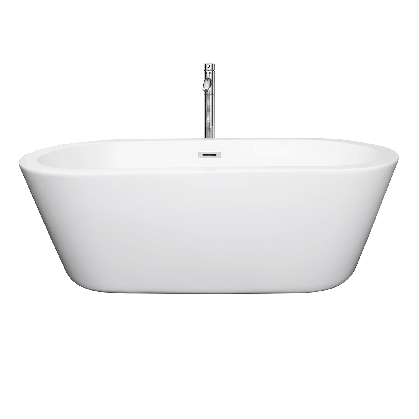 67 inch Freestanding Bathtub in White with Floor Mounted Faucet, Drain and Overflow Trim - Luxe Bathroom Vanities Luxury Bathroom Fixtures Bathroom Furniture