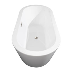 67 inch Freestanding Bathtub in White with Floor Mounted Faucet, Drain and Overflow Trim - Luxe Bathroom Vanities Luxury Bathroom Fixtures Bathroom Furniture