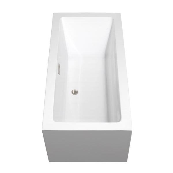 60 inch Freestanding Bathtub in White with Floor Mounted Faucet, Drain and Overflow Trim - Luxe Bathroom Vanities Luxury Bathroom Fixtures Bathroom Furniture