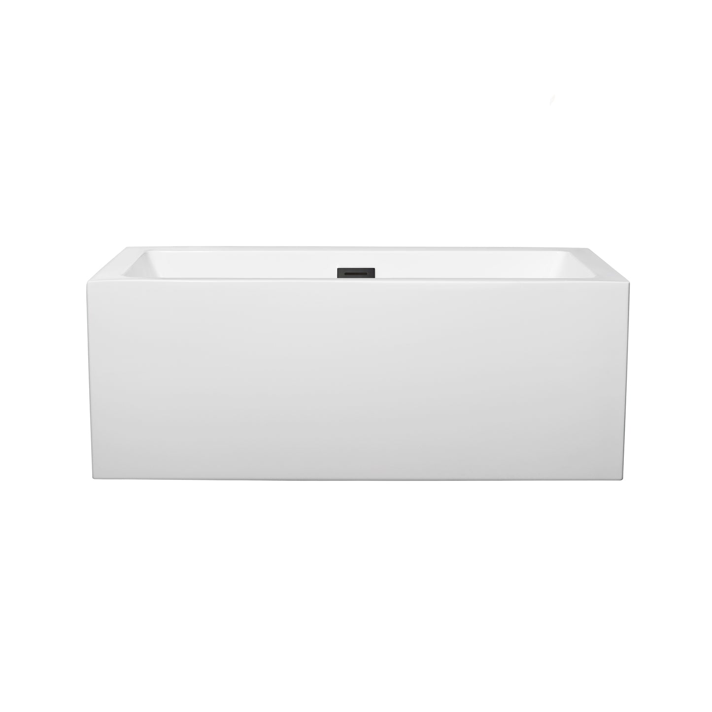 Wyndham Collection Melody 60 Inch Freestanding Bathtub in White with Matte Black Drain and Overflow Trim - Luxe Bathroom Vanities