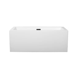 Wyndham Collection Melody 60 Inch Freestanding Bathtub in White with Matte Black Drain and Overflow Trim - Luxe Bathroom Vanities