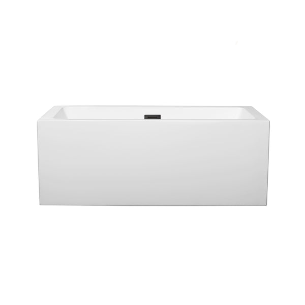 Wyndham Collection Melody 60 Inch Freestanding Bathtub in White with Matte Black Drain and Overflow Trim - Luxe Bathroom Vanities