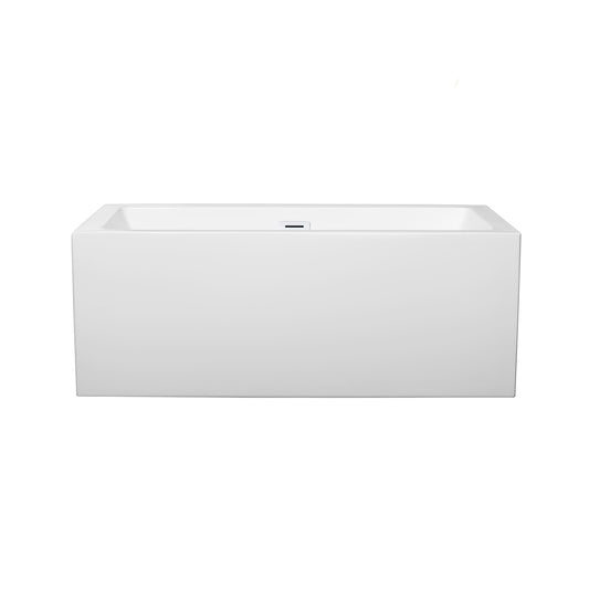 Wyndham Collection Melody 60 Inch Freestanding Bathtub in White with Shiny White Drain and Overflow Trim - Luxe Bathroom Vanities