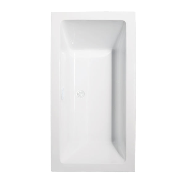 Wyndham Collection Melody 60 Inch Freestanding Bathtub in White with Shiny White Drain and Overflow Trim - Luxe Bathroom Vanities