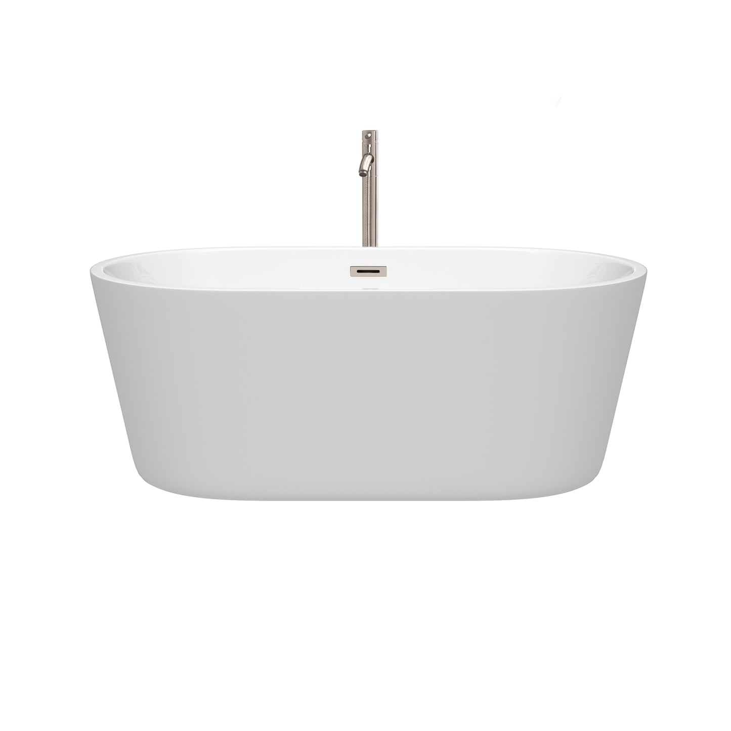 60 inch Freestanding Bathtub in White with Floor Mounted Faucet, Drain and Overflow Trim - Luxe Bathroom Vanities Luxury Bathroom Fixtures Bathroom Furniture