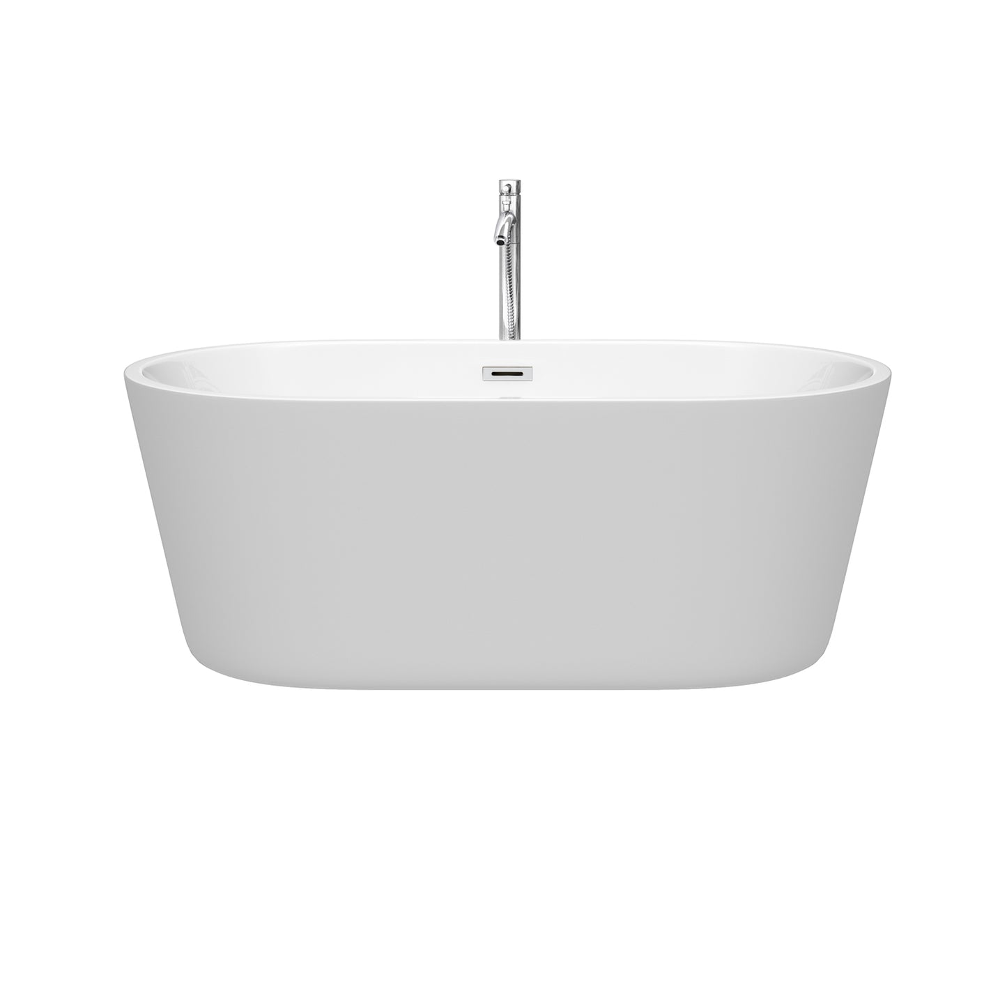 60 inch Freestanding Bathtub in White with Floor Mounted Faucet, Drain and Overflow Trim - Luxe Bathroom Vanities Luxury Bathroom Fixtures Bathroom Furniture