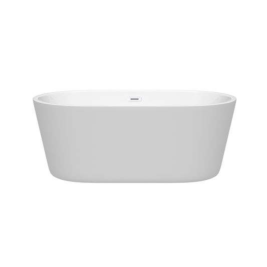Wyndham Collection Carissa Freestanding Bathtub in White with Shiny White Drain and Overflow Trim - Luxe Bathroom Vanities