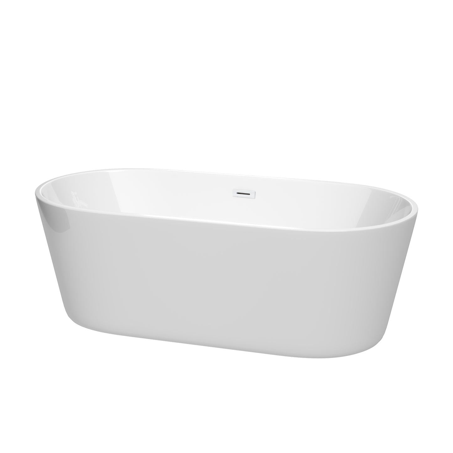 Wyndham Collection Carissa Freestanding Bathtub in White with Shiny White Drain and Overflow Trim - Luxe Bathroom Vanities