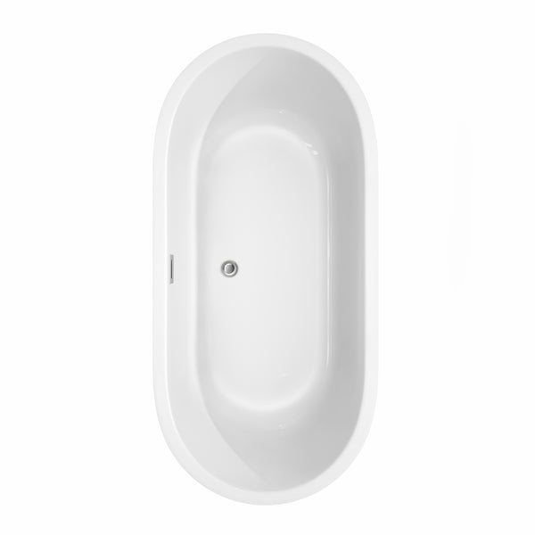 67 inch Freestanding Bathtub in White with Floor Mounted Faucet, Drain and Overflow Trim - Luxe Bathroom Vanities Luxury Bathroom Fixtures Bathroom Furniture