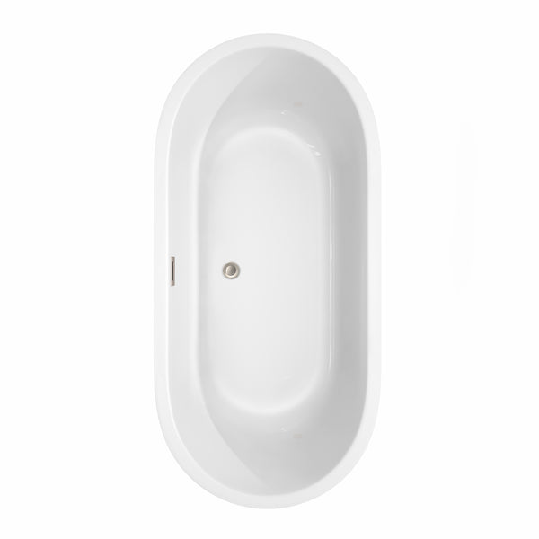 67 inch Freestanding Bathtub in White with Floor Mounted Faucet, Drain and Overflow Trim - Luxe Bathroom Vanities Luxury Bathroom Fixtures Bathroom Furniture