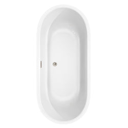 71 inch Freestanding Bathtub in White with Floor Mounted Faucet, Drain and Overflow Trim - Luxe Bathroom Vanities Luxury Bathroom Fixtures Bathroom Furniture