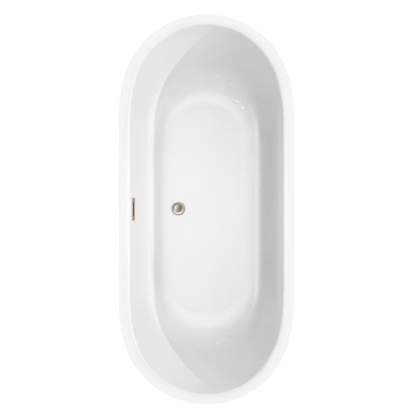 71 inch Freestanding Bathtub in White with Floor Mounted Faucet, Drain and Overflow Trim - Luxe Bathroom Vanities Luxury Bathroom Fixtures Bathroom Furniture