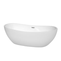 70 inch Freestanding Bathtub in White with Drain and Overflow Trim - Luxe Bathroom Vanities Luxury Bathroom Fixtures Bathroom Furniture