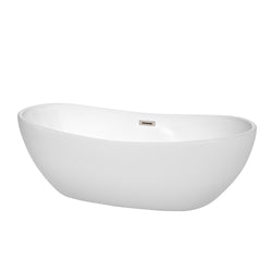 70 inch Freestanding Bathtub in White with Drain and Overflow Trim - Luxe Bathroom Vanities Luxury Bathroom Fixtures Bathroom Furniture