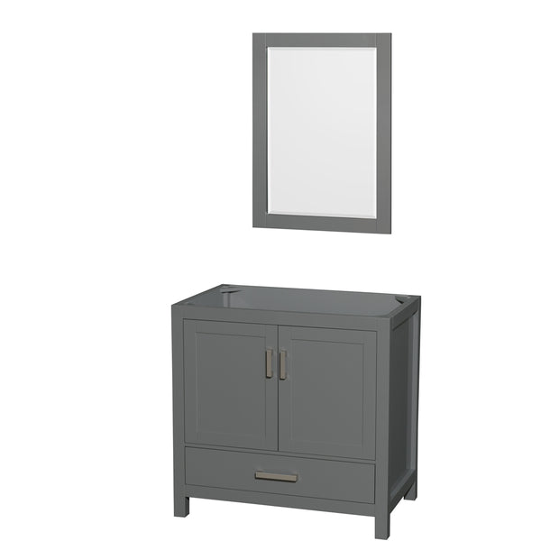 36 inch Single Bathroom Vanity in Dark Gray, No Countertop, No Sink, and 24 inch Mirror - Luxe Bathroom Vanities Luxury Bathroom Fixtures Bathroom Furniture