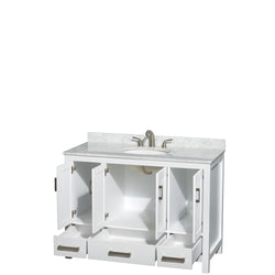 48 inch Single Bathroom Vanity in White, White Carrara Marble Countertop, Undermount Oval Sink, and No Mirror - Luxe Bathroom Vanities Luxury Bathroom Fixtures Bathroom Furniture