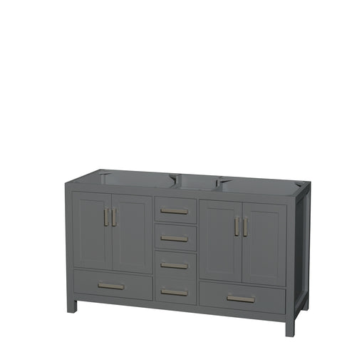 60 inch Double Bathroom Vanity in Dark Gray, No Countertop, No Sinks, and No Mirror - Luxe Bathroom Vanities Luxury Bathroom Fixtures Bathroom Furniture