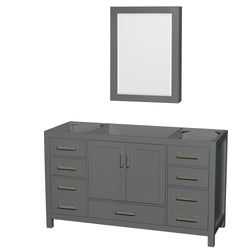 60 inch Single Bathroom Vanity in Dark Gray, No Countertop, No Sink, and Medicine Cabinet - Luxe Bathroom Vanities Luxury Bathroom Fixtures Bathroom Furniture