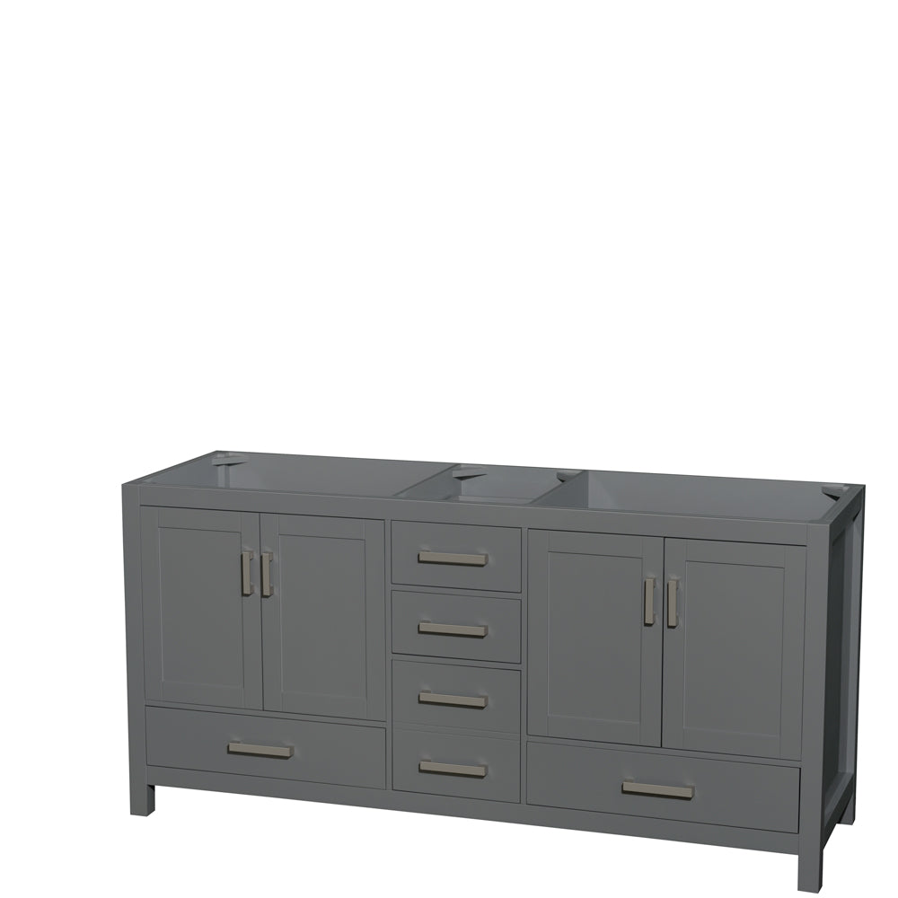 72 inch Double Bathroom Vanity in Dark Gray, No Countertop, No Sink, and No Mirror - Luxe Bathroom Vanities Luxury Bathroom Fixtures Bathroom Furniture