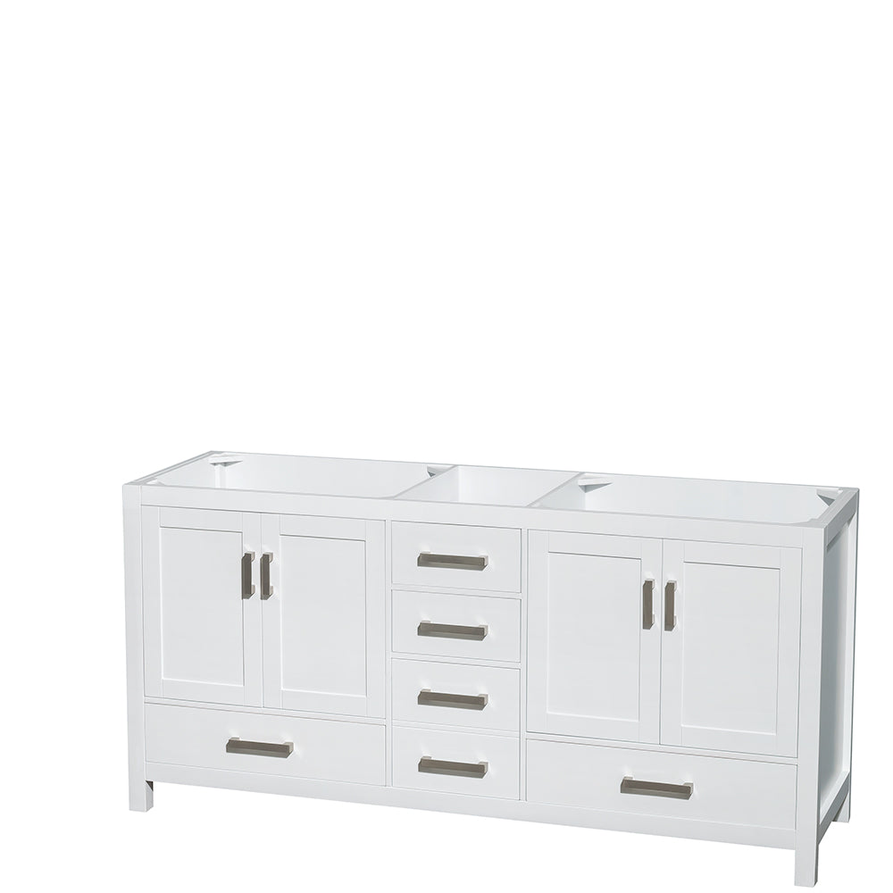 72 inch Double Bathroom Vanity in White, White Carrara Marble Countertop, Undermount Oval Sinks, and 24 inch Mirrors - Luxe Bathroom Vanities Luxury Bathroom Fixtures Bathroom Furniture
