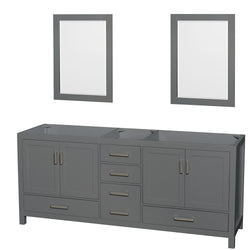 80 inch Double Bathroom Vanity in Dark Gray, No Countertop, No Sink, and 24 inch Mirrors - Luxe Bathroom Vanities Luxury Bathroom Fixtures Bathroom Furniture