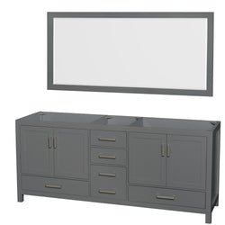 80 inch Double Bathroom Vanity in Dark Gray, No Countertop, No Sink, and 70 inch Mirror - Luxe Bathroom Vanities Luxury Bathroom Fixtures Bathroom Furniture