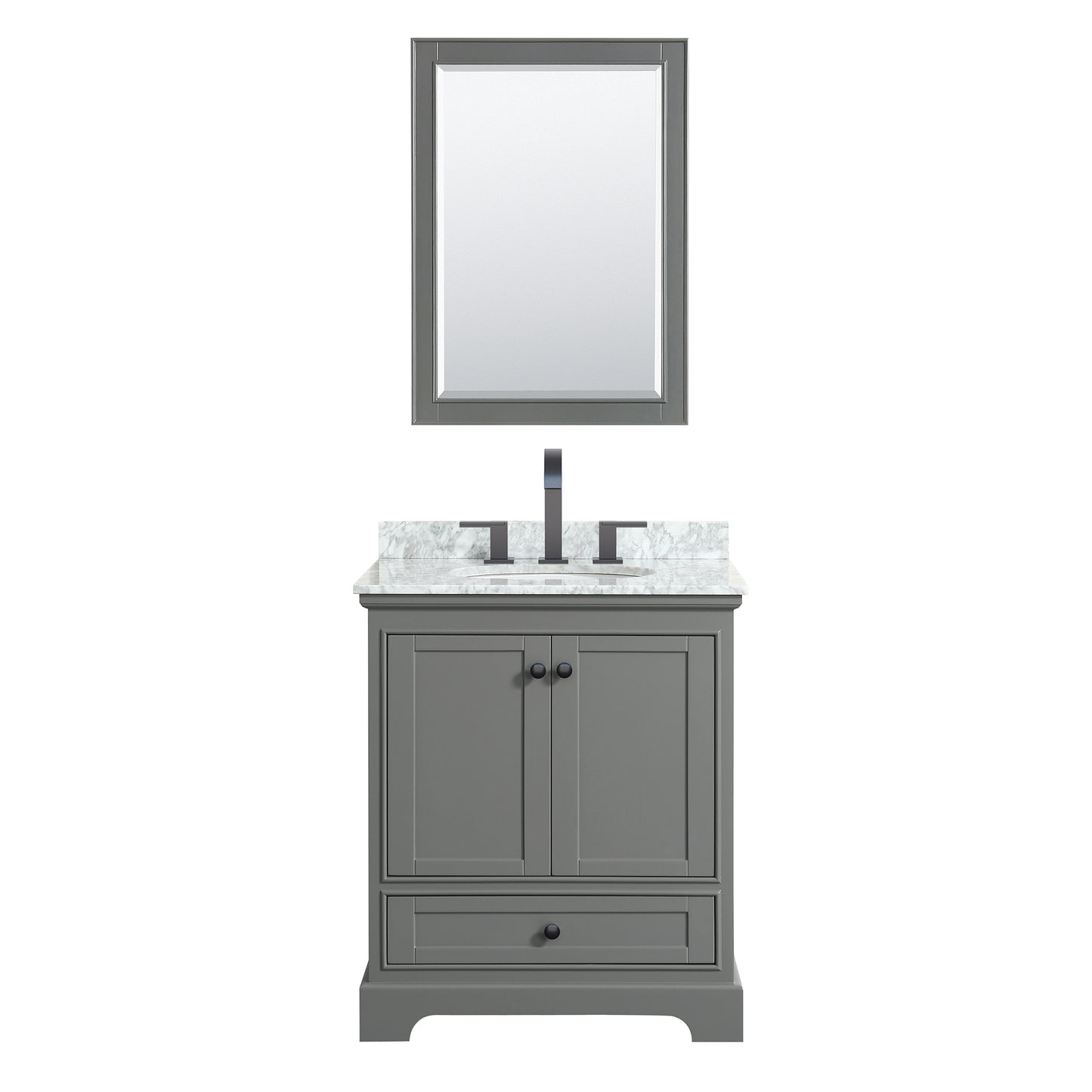 Wyndham Deborah 30 Inch Single Bathroom Vanity Undermount Oval Sink in Matte Black Trim with Medicine Cabinet - Luxe Bathroom Vanities