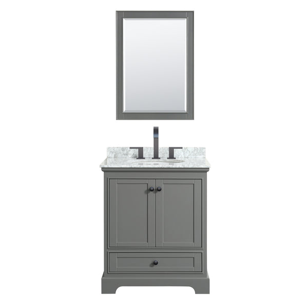 Wyndham Deborah 30 Inch Single Bathroom Vanity Undermount Oval Sink in Matte Black Trim with Medicine Cabinet - Luxe Bathroom Vanities