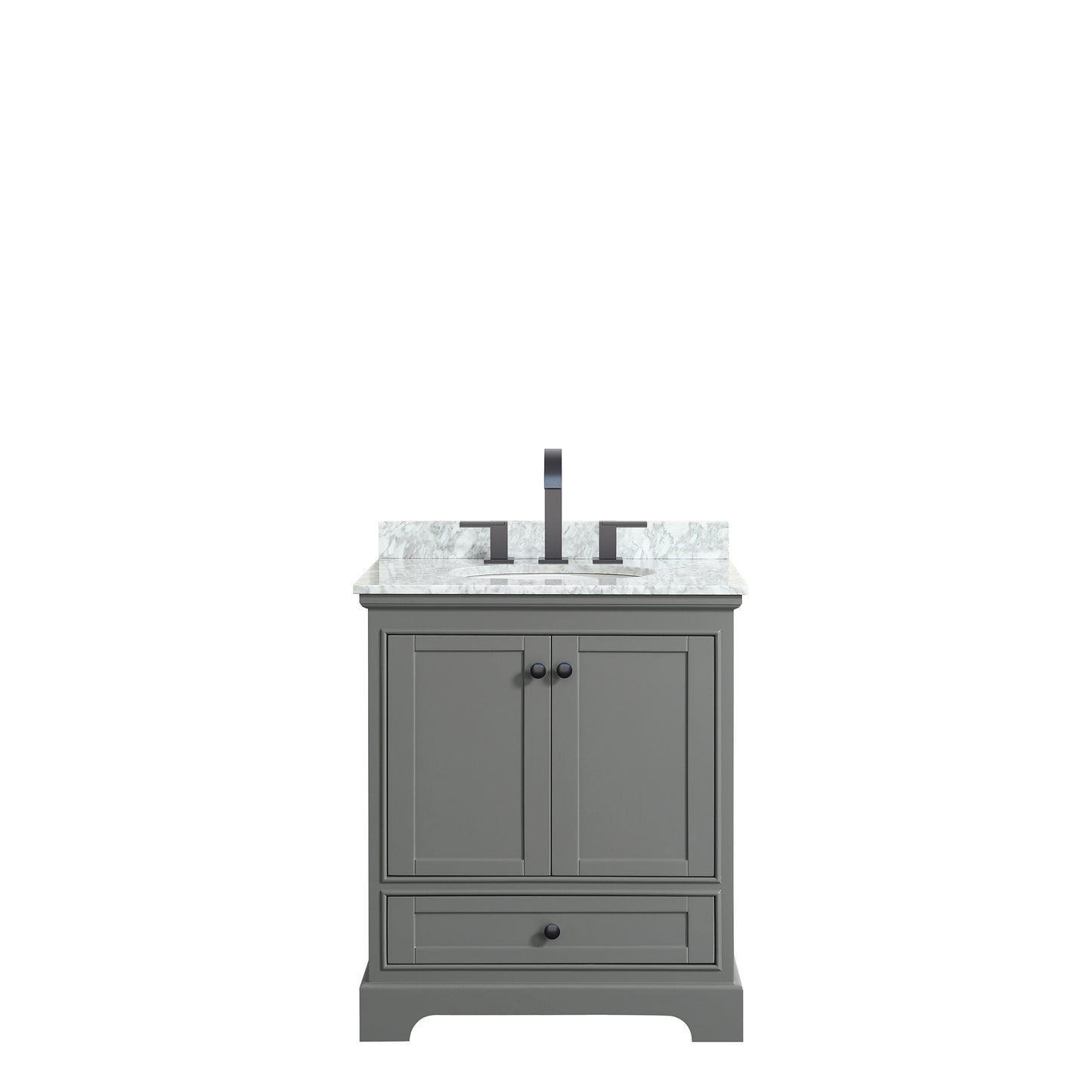 Wyndham Deborah 30 Inch Single Bathroom Vanity Undermount Oval Sink in Matte Black Trim - Luxe Bathroom Vanities