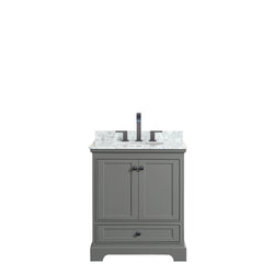 Wyndham Deborah 30 Inch Single Bathroom Vanity Undermount Oval Sink in Matte Black Trim - Luxe Bathroom Vanities