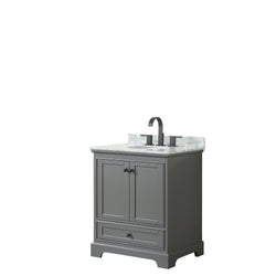 Wyndham Deborah 30 Inch Single Bathroom Vanity Undermount Oval Sink in Matte Black Trim - Luxe Bathroom Vanities