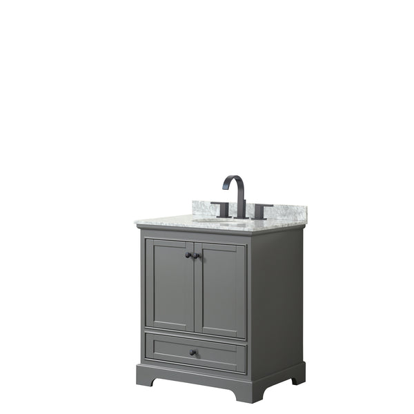 Wyndham Deborah 30 Inch Single Bathroom Vanity Undermount Oval Sink in Matte Black Trim - Luxe Bathroom Vanities