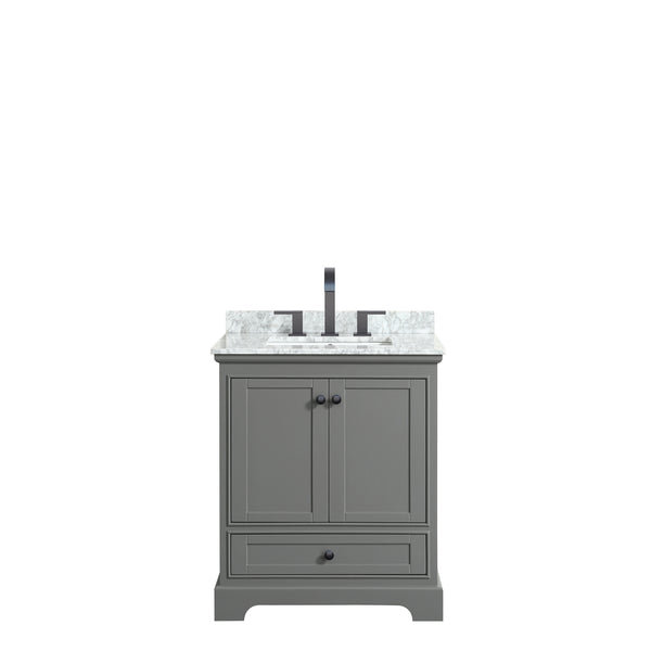 Wyndham Deborah 30 Inch Single Bathroom Vanity Undermount Square Sink in Matte Black Trim - Luxe Bathroom Vanities