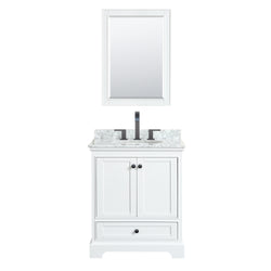Wyndham Deborah 30 Inch Single Bathroom Vanity Undermount Oval Sink in Matte Black Trim with 24 Inch Mirror - Luxe Bathroom Vanities