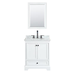 Wyndham Deborah 30 Inch Single Bathroom Vanity Undermount Oval Sink in Matte Black Trim with Medicine Cabinet - Luxe Bathroom Vanities