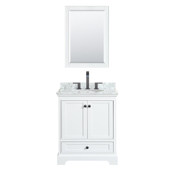 Wyndham Deborah 30 Inch Single Bathroom Vanity Undermount Oval Sink in Matte Black Trim with Medicine Cabinet - Luxe Bathroom Vanities