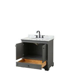 Wyndham Deborah 36 Inch Single Bathroom Vanity Undermount Oval Sink in Matte Black Trim - Luxe Bathroom Vanities