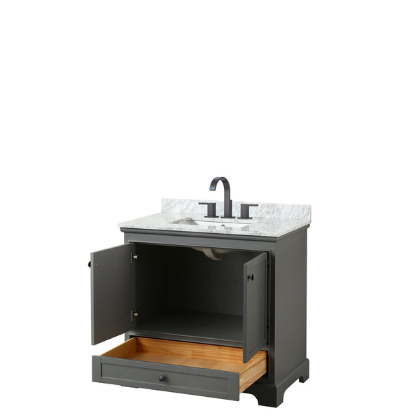 Wyndham Deborah 36 Inch Single Bathroom Vanity Undermount Square Sink in Matte Black Trim - Luxe Bathroom Vanities