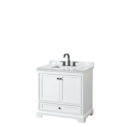 Wyndham Deborah 36 Inch Single Bathroom Vanity Undermount Square Sink in Matte Black Trim - Luxe Bathroom Vanities