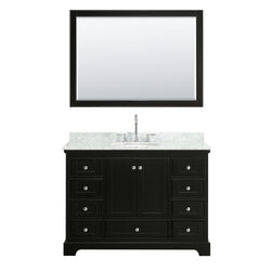 48 Inch Single Bathroom Vanity, White Carrara Marble Countertop, Undermount Oval Sink, and 46 Inch Mirror - Luxe Bathroom Vanities Luxury Bathroom Fixtures Bathroom Furniture