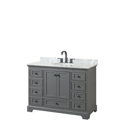 Wyndham Deborah 48 Inch Single Bathroom Vanity Undermount Oval Sink in Matte Black Trim - Luxe Bathroom Vanities