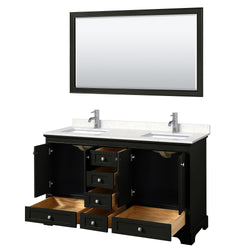 Wyndham Collection Deborah 60 Inch Double Bathroom Vanity with Countertop, Undermount Square Sinks, 58 Inch Mirror - Luxe Bathroom Vanities