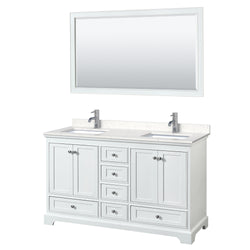 Wyndham Collection Deborah 60 Inch Double Bathroom Vanity with Countertop, Undermount Square Sinks, 58 Inch Mirror - Luxe Bathroom Vanities