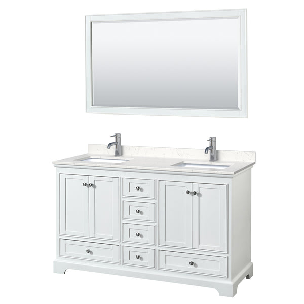 Wyndham Collection Deborah 60 Inch Double Bathroom Vanity with Countertop, Undermount Square Sinks, 58 Inch Mirror - Luxe Bathroom Vanities