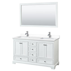 Wyndham Collection Deborah 60 Inch Double Bathroom Vanity with Countertop, Undermount Square Sinks, 58 Inch Mirror - Luxe Bathroom Vanities