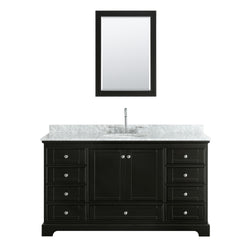 60 Inch Single Bathroom Vanity, White Carrara Marble Countertop, Undermount Oval Sink, and Medicine Cabinet - Luxe Bathroom Vanities Luxury Bathroom Fixtures Bathroom Furniture