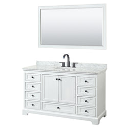 Wyndham Deborah 60 Inch Single Bathroom Vanity Undermount Oval Sink in Matte Black Trim with 58 Inch Mirror - Luxe Bathroom Vanities