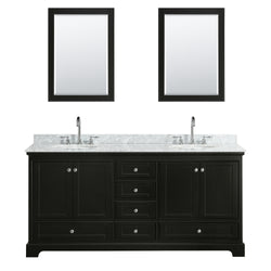 72 Inch Double Bathroom Vanity, White Carrara Marble Countertop, Undermount Oval Sinks, and Medicine Cabinets - Luxe Bathroom Vanities Luxury Bathroom Fixtures Bathroom Furniture